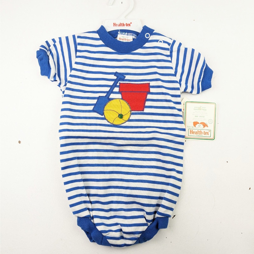 Vintage Healthtex Blue/White Striped Romper